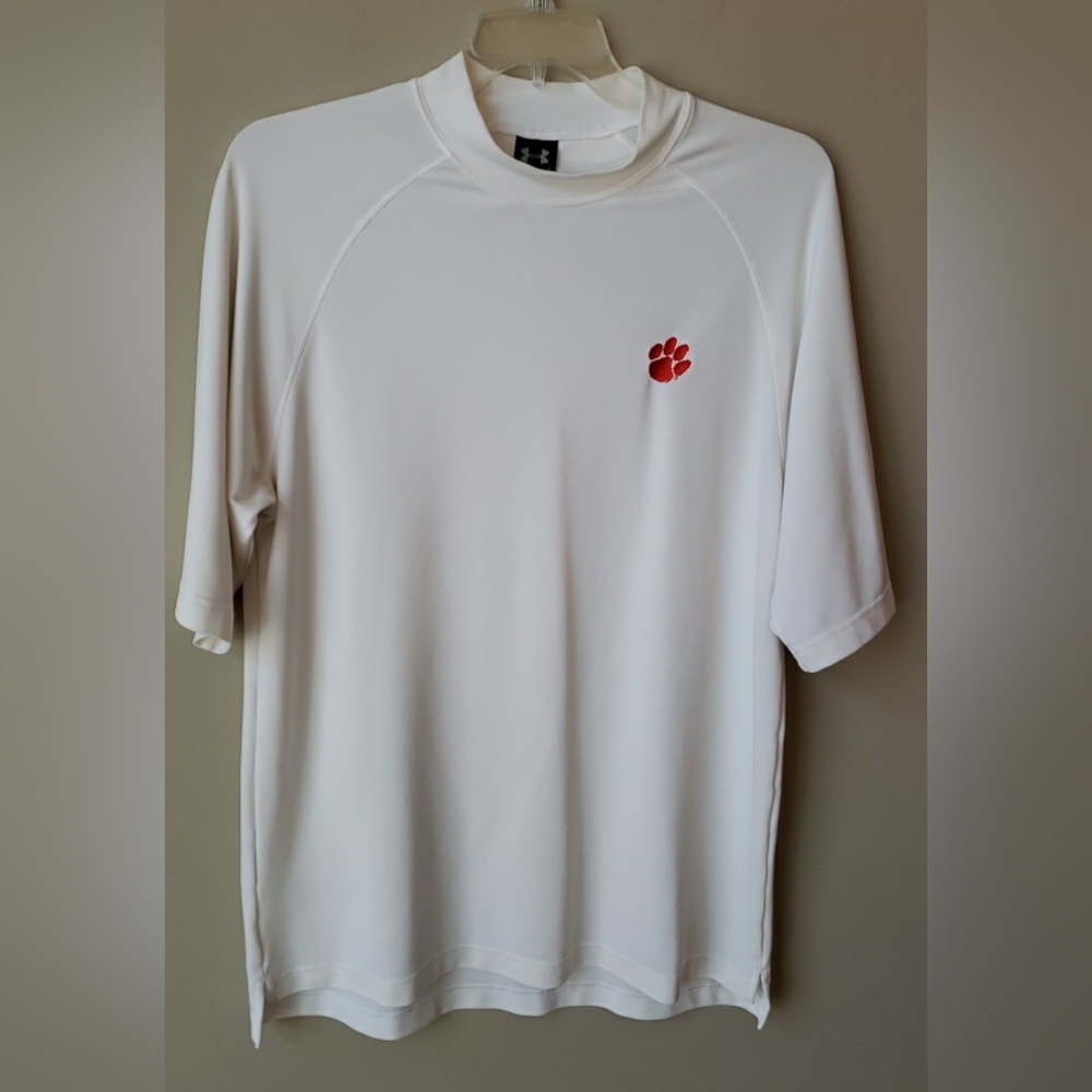 UNDER ARMOUR White Polyester CLEMSON TIGERS Pullover Shirt  - Large